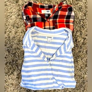 Old Navy Oversized Long Sleeve 1/4 Button 100% Cotton Bundle Size Large